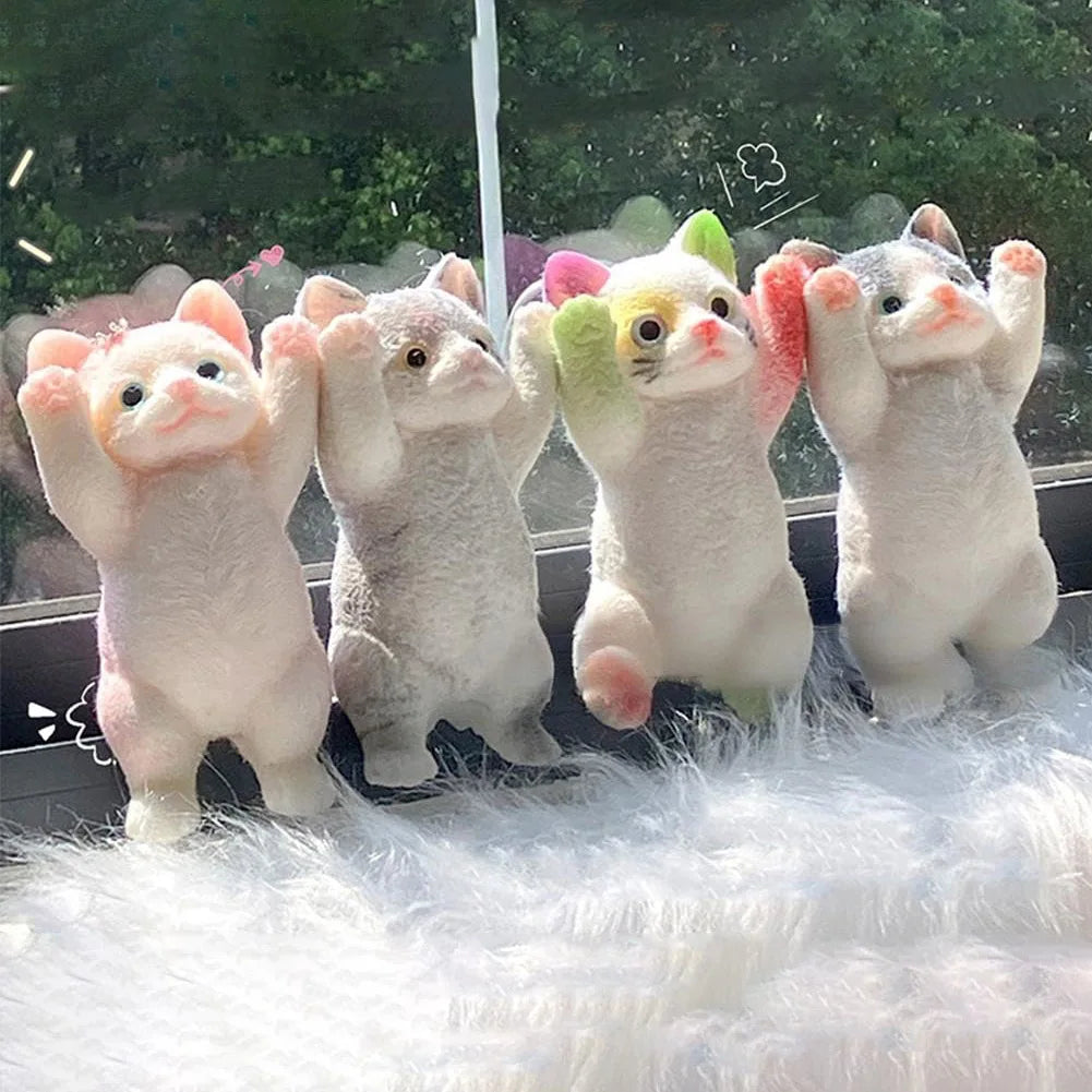Cat Squeeze Toy Cat Decompression Toy Soft TPR Super Cute Stress Relieving Toy Doll Gifts for Kids Christmas Stocking Stuffers
