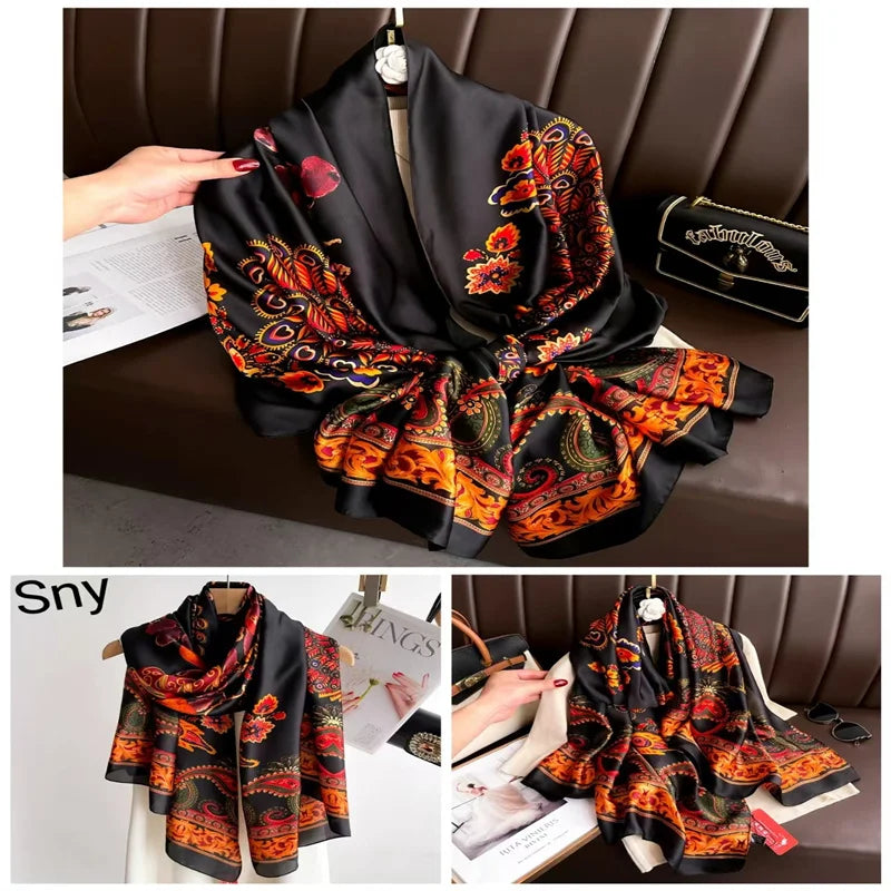 Tensili Brocade Satin Scarf Printed Silk Shawls