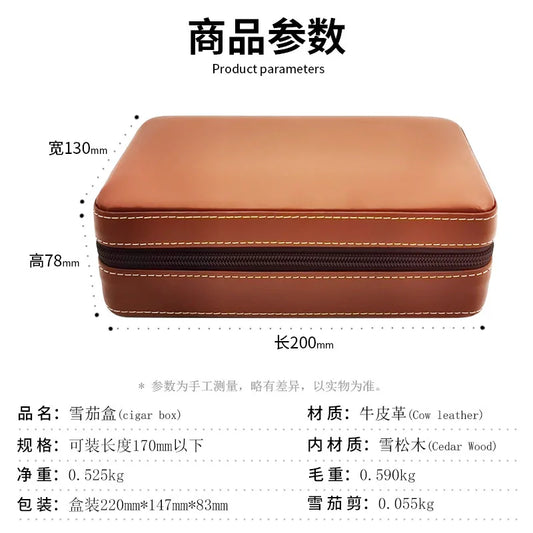 4pcs Humidor Cigar Box Travel Cigar Case orginiser without cutter lighter Leather Cedar Wood Cutter smoking accessories storage