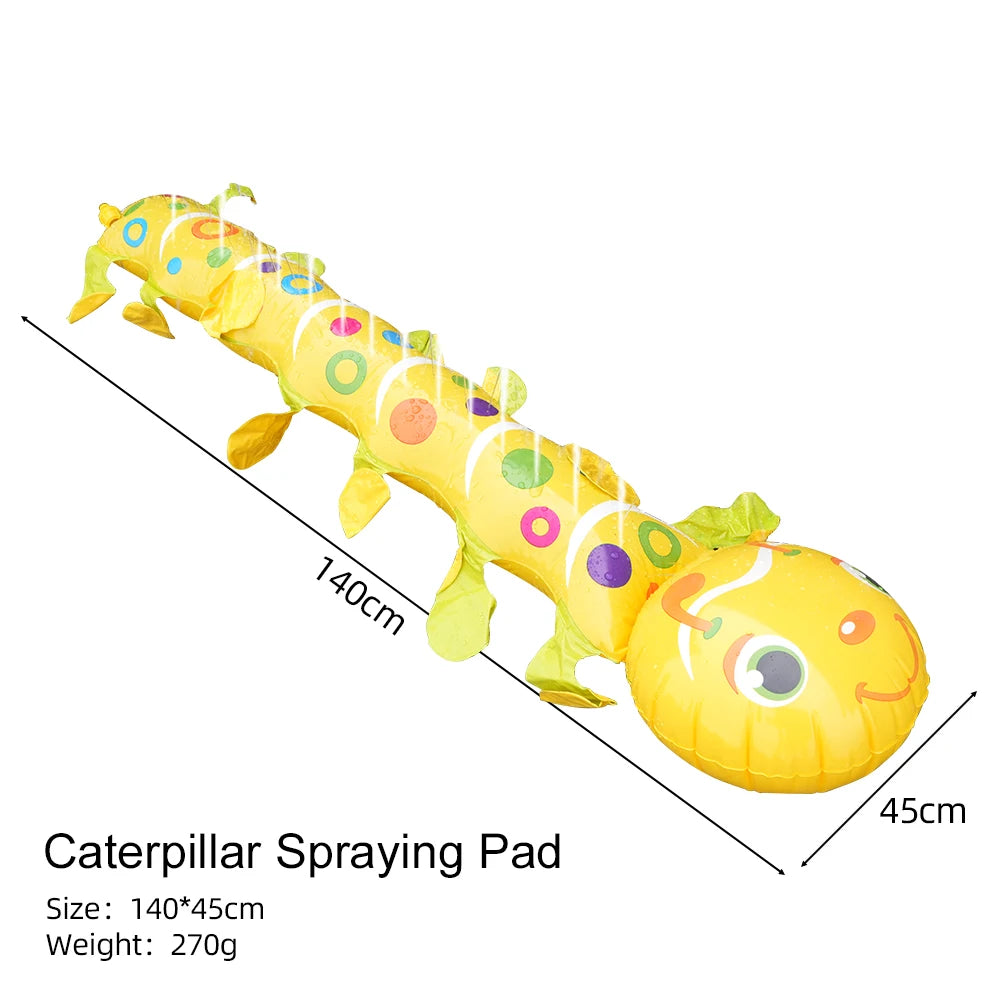 Caterpillar Sprinkler Pad Splash Play Mat for Kids Toddlers Summer Outdoor Backyard Lawn Water Toys Inflatable Spray Pad