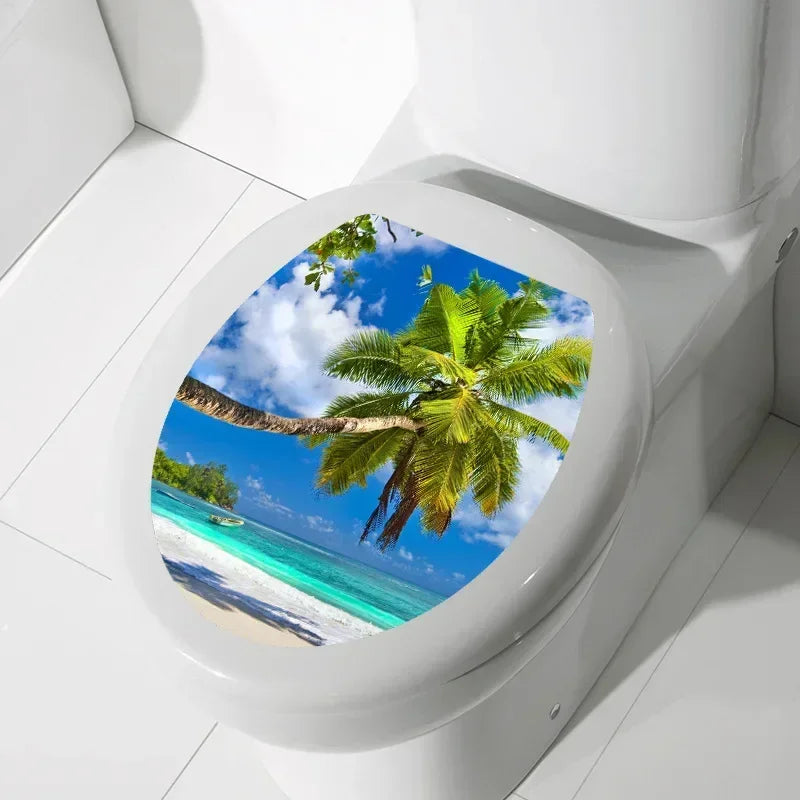 1pc DIY Undersea Animal Pattern Bathroom Decor 3D Toilet Seat Sticker PVC Art Wallpaper Removable Bathroom Decals Toilet Sticker