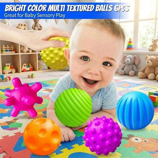 6PCS Textured Sensory Balls for Baby Play 6 12 Months Montessori Activity Soft Multi Ball Shower Toys Children Best Gift