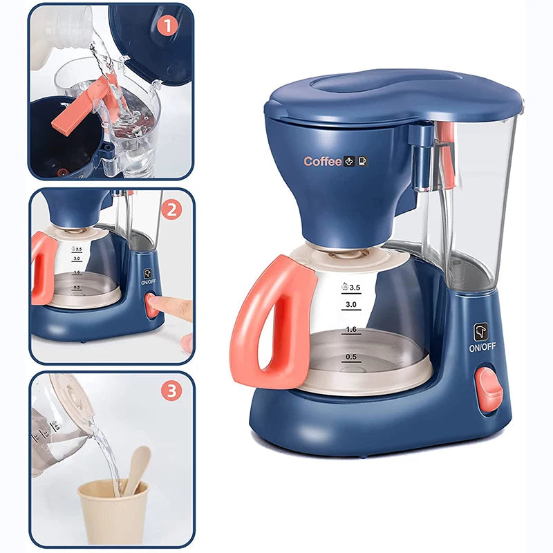 Kids Pretend Play Kitchen Home Appliances Set Toy Household Coffee Maker Mixer Toaster Vacuum Cleaner Playset for Children Gifts