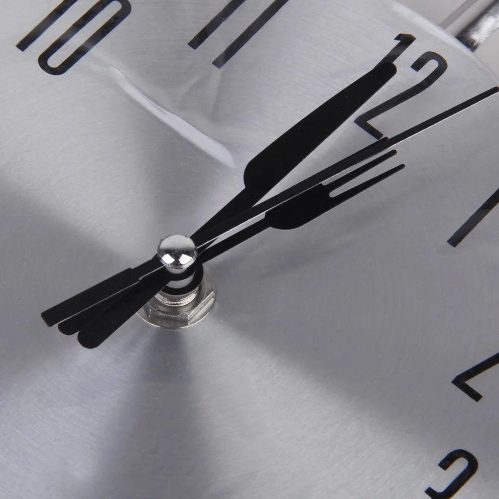 Silver Aluminum Wall Clock Kitchen Decor