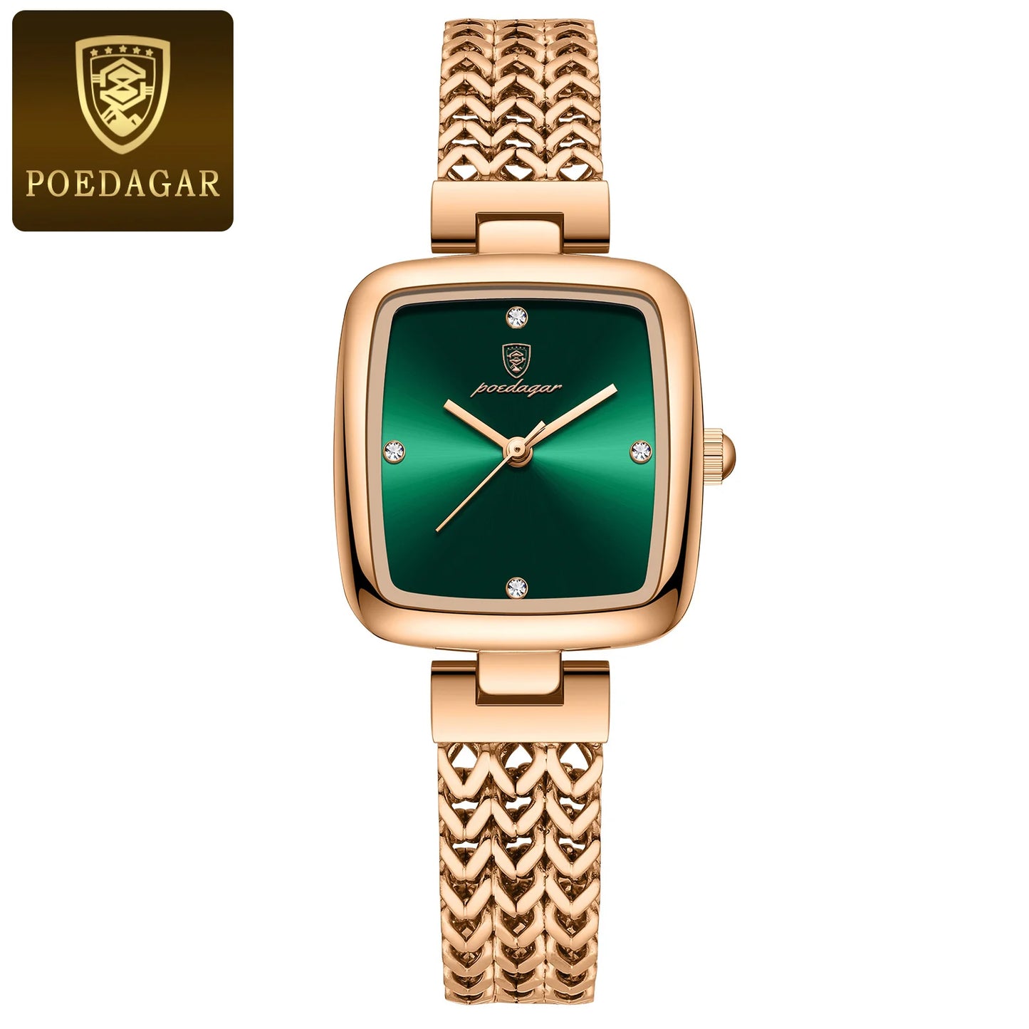 POEDAGAR Luxury Square Watch for Woman Waterproof Stainless Steel Women Quartz Watches Female Elegant Dress Simple Ladies Watch