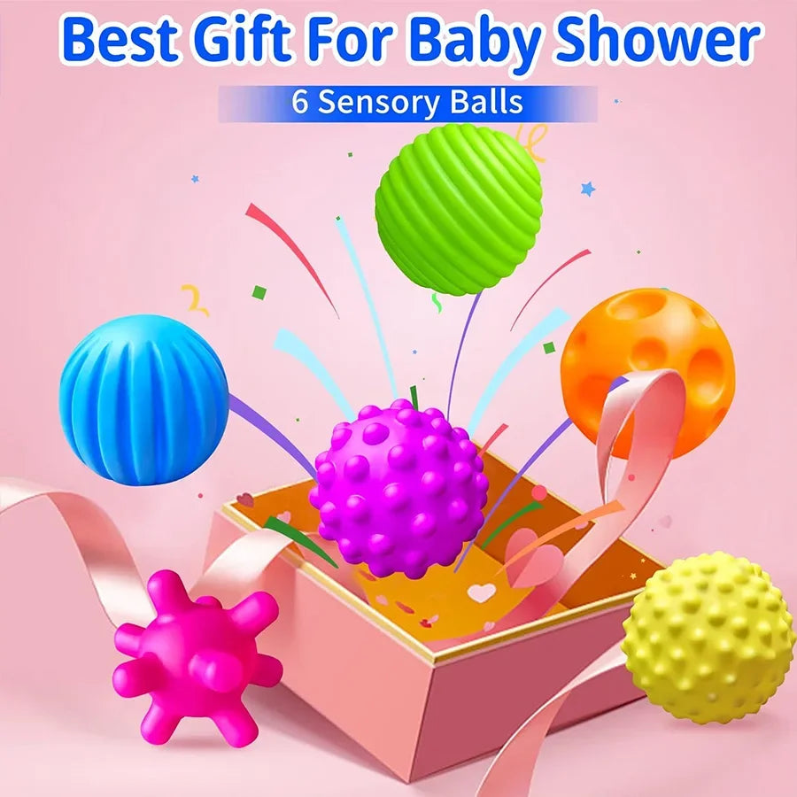 6PCS Textured Sensory Balls for Baby Play 6 12 Months Montessori Activity Soft Multi Ball Shower Toys Children Best Gift