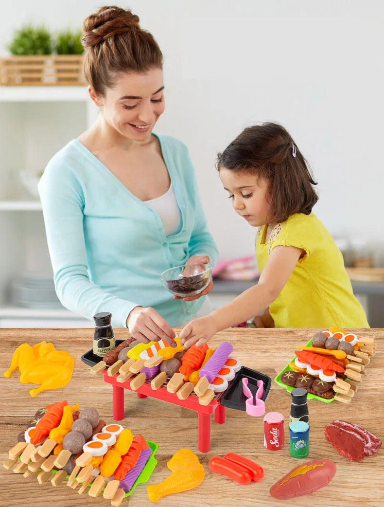 Kids Barbecue Food Set Kitchen Pretend Play Cooking Toys Girl Early Education Outdoor BBQ Parents-Child Interactive Toy