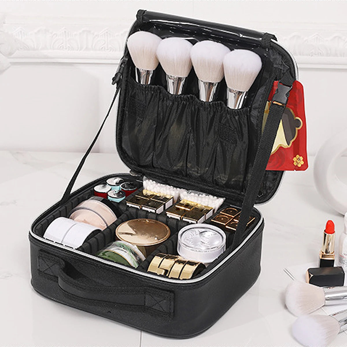 Large Waterproof Travel Organise Cosmetic Box PU Makeup Case