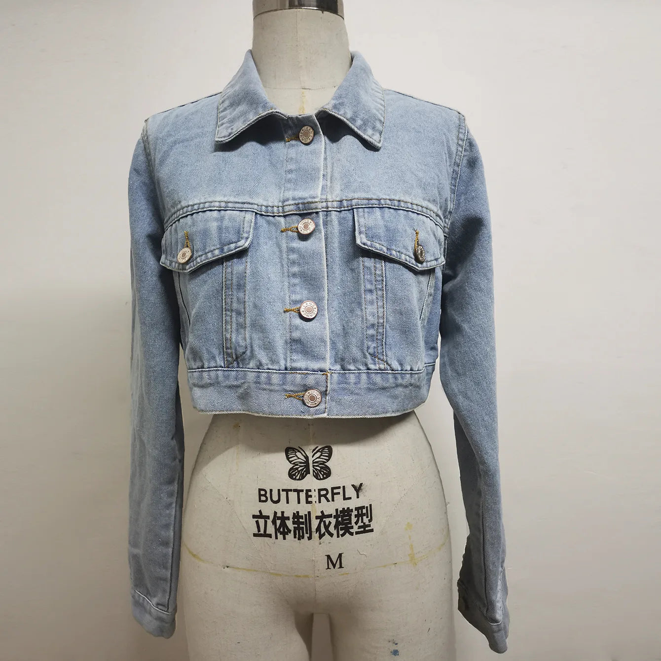 Women's Fashion Lapel Short Denim Coat Spring Summer New Casual Loose Retro Female Versatile Long Sleeve Denim Jacket Tops 2026