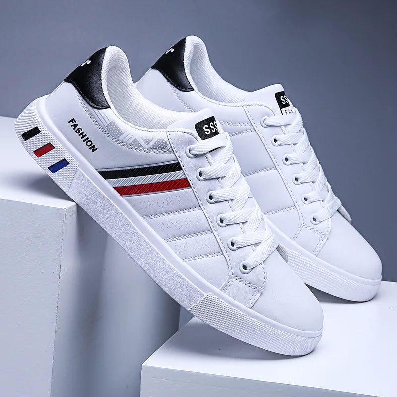 Men's White Casual Trainer Shoes, Outdoor Sport Shoes