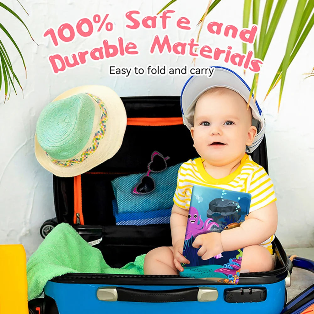 Tummy Time Water Mat for Baby Boy Girl PVC Inflatable Play Mat with Mirror Rattle Buzzer for Infants Toddlers Fun Play Activity