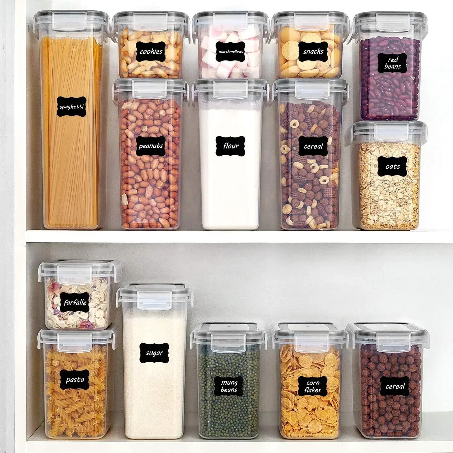 Food Storage Containers Kitchen Organiser and Storage Container with Lids Refrigerator Noodle Box Tank Sealed Cans 5Pcs Set
