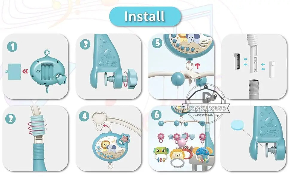 Musical Baby Crib Mobile – Light-Up Music Projection Toy with Remote Control for Infants 0–6 Months