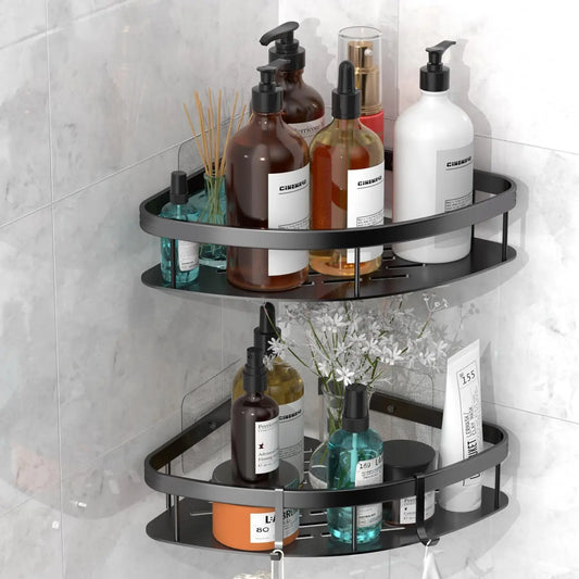 Bathroom Corner Shower Caddy Shelf Storage Rack 2 Tier Wall Tray Organiser HOT.