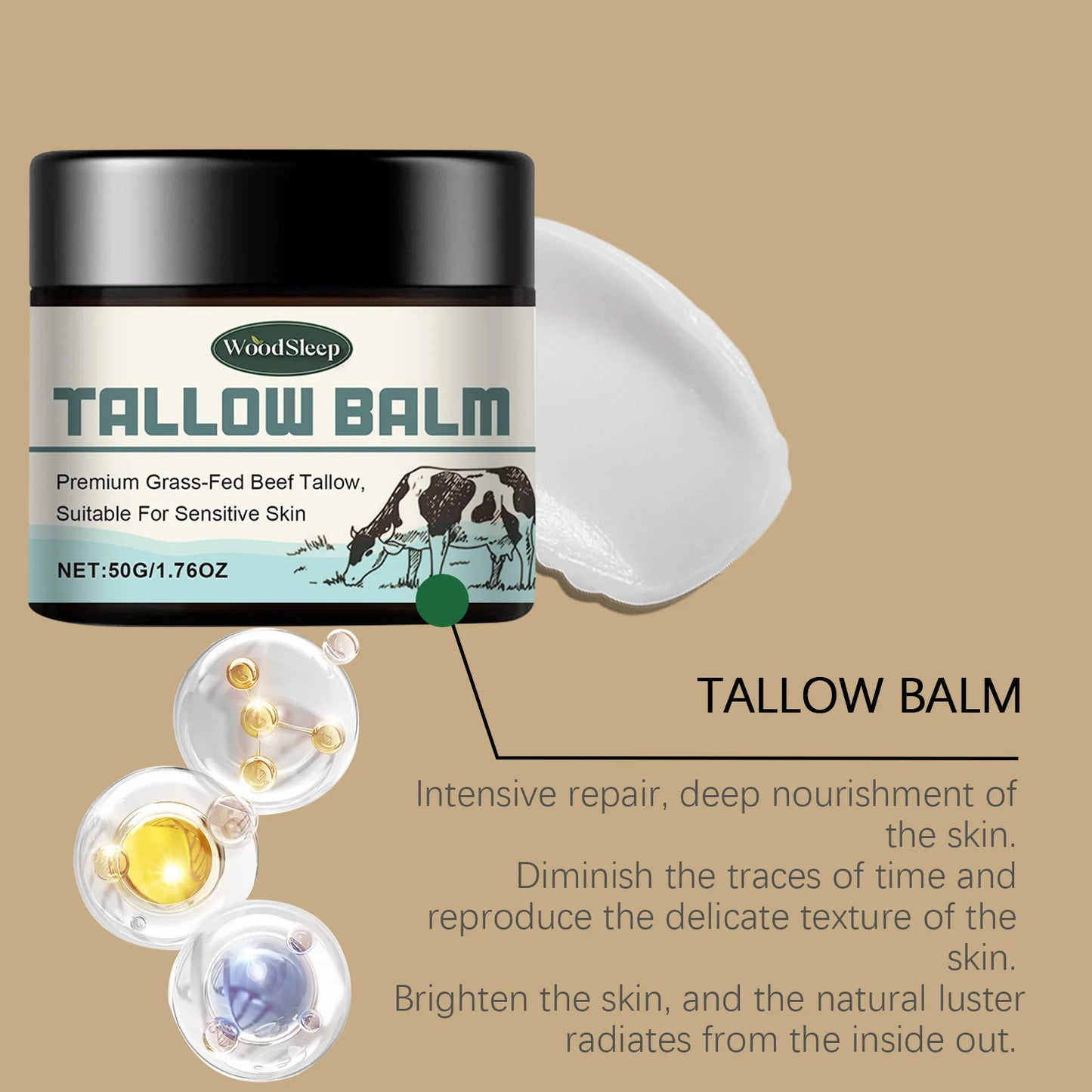 Beef Tallow Cream for Dry Damaged Skin