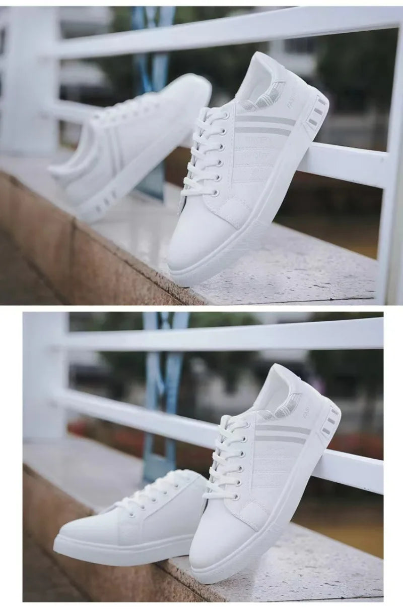 Men's White Casual Trainer Shoes, Outdoor Sport Shoes