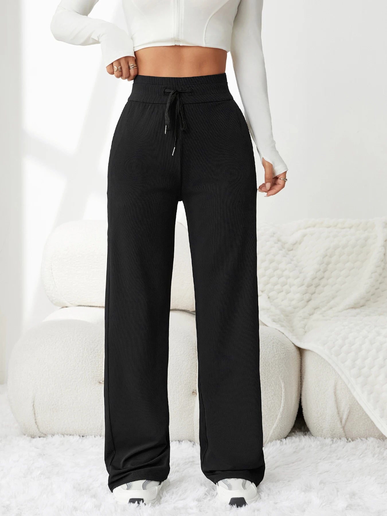 Ice silk pants for women summer soft comfortable and breathable wide-leg pants new high-waisted slimming casual pants