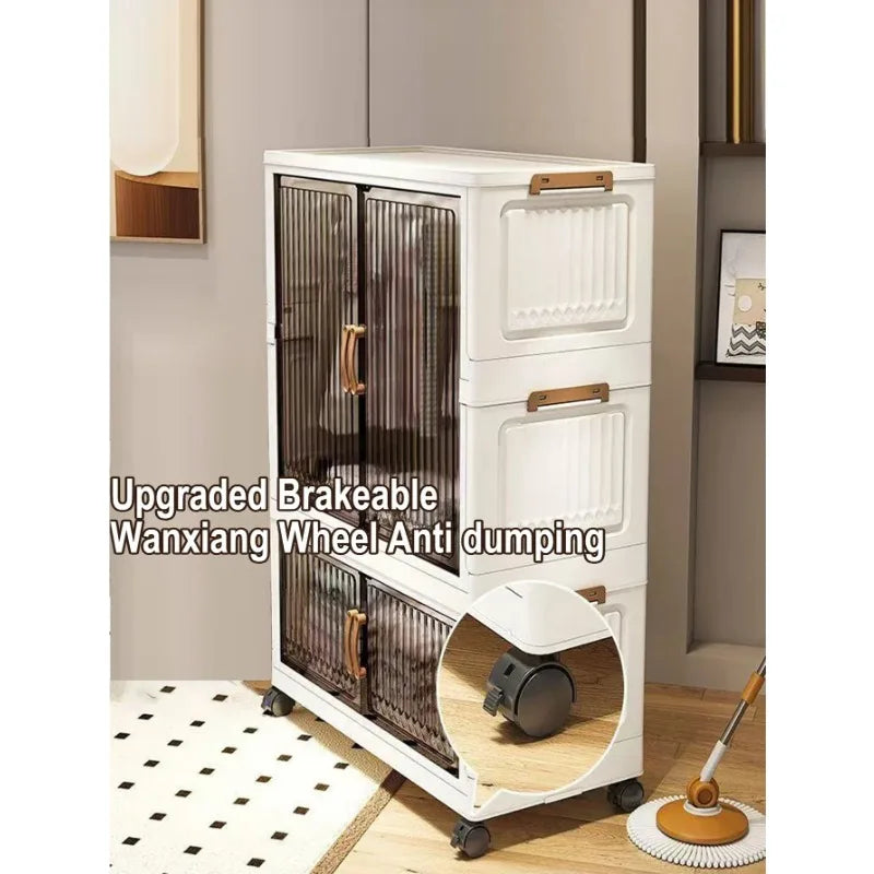 70-80cm Multifunction Folding Storage Cabinet | Dustproof Foldable Wardrobe & Closet Organiser | Heavy-Duty Household Sundries Locker Storage Box
