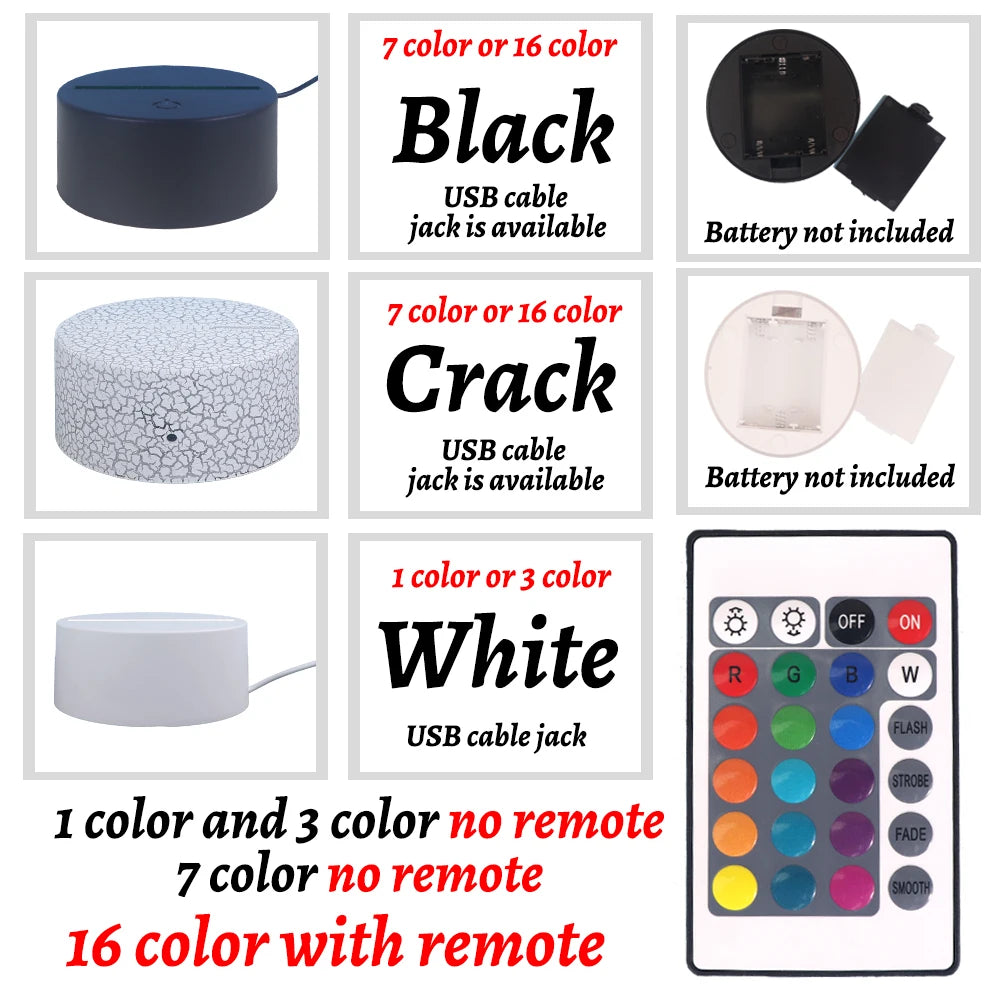 Love Cute 3D Led Night Light Acrylic Lights