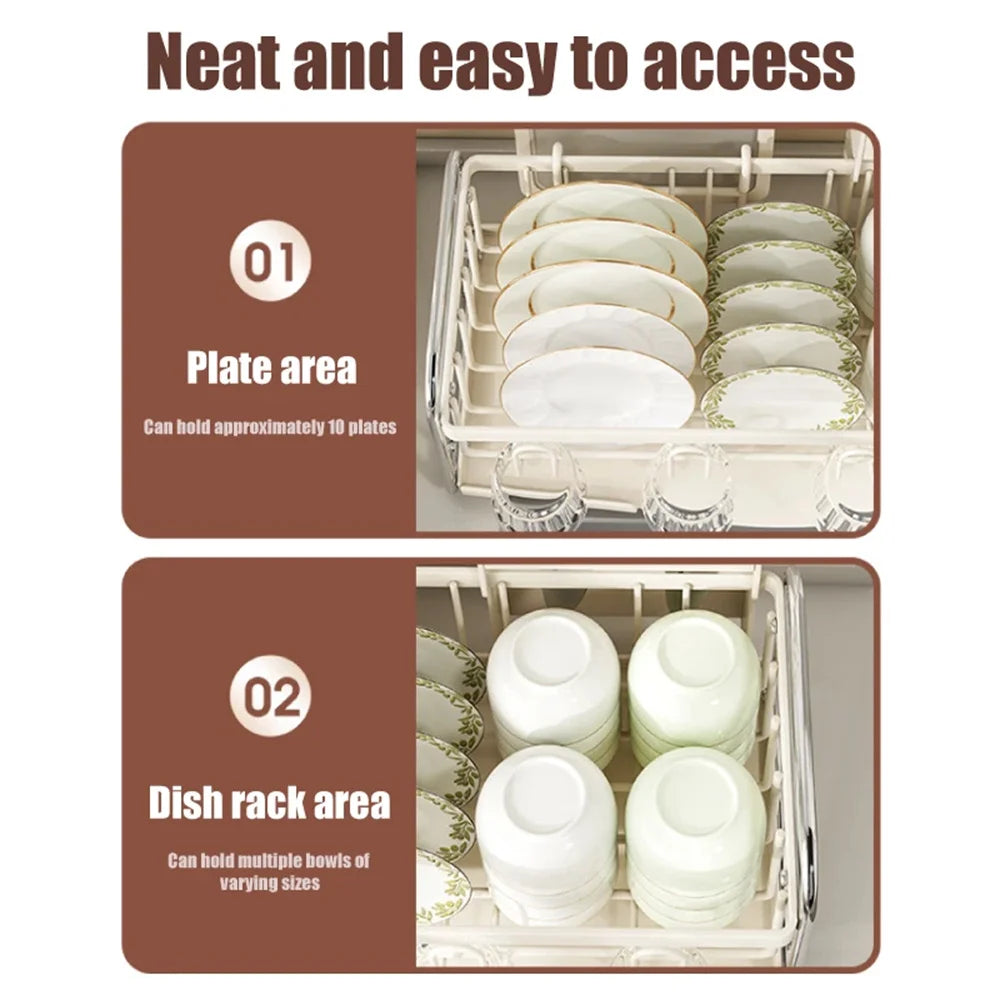 Kitchen Dish Draining Rack Steel Cutlery Rack with Drain Tray Cup Cutlery Holder Plate Rack Kitchen Countertop Storage Rack