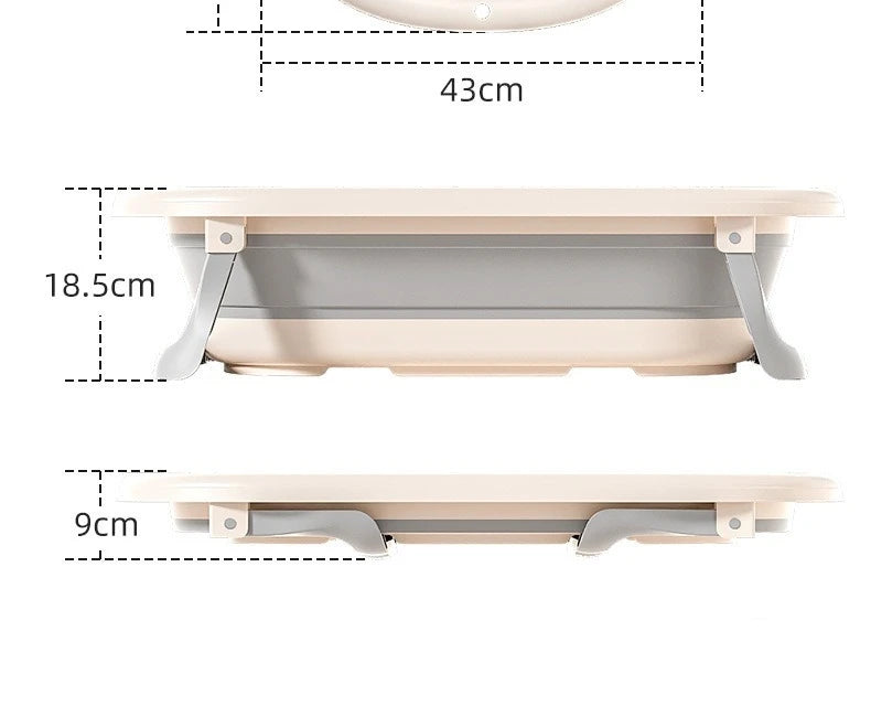 Multi-Functional Collapsible Baby Bathtub with Bath Rack and Non-Slip Mat Foldable Baby Shower Tub Portable Space Saving