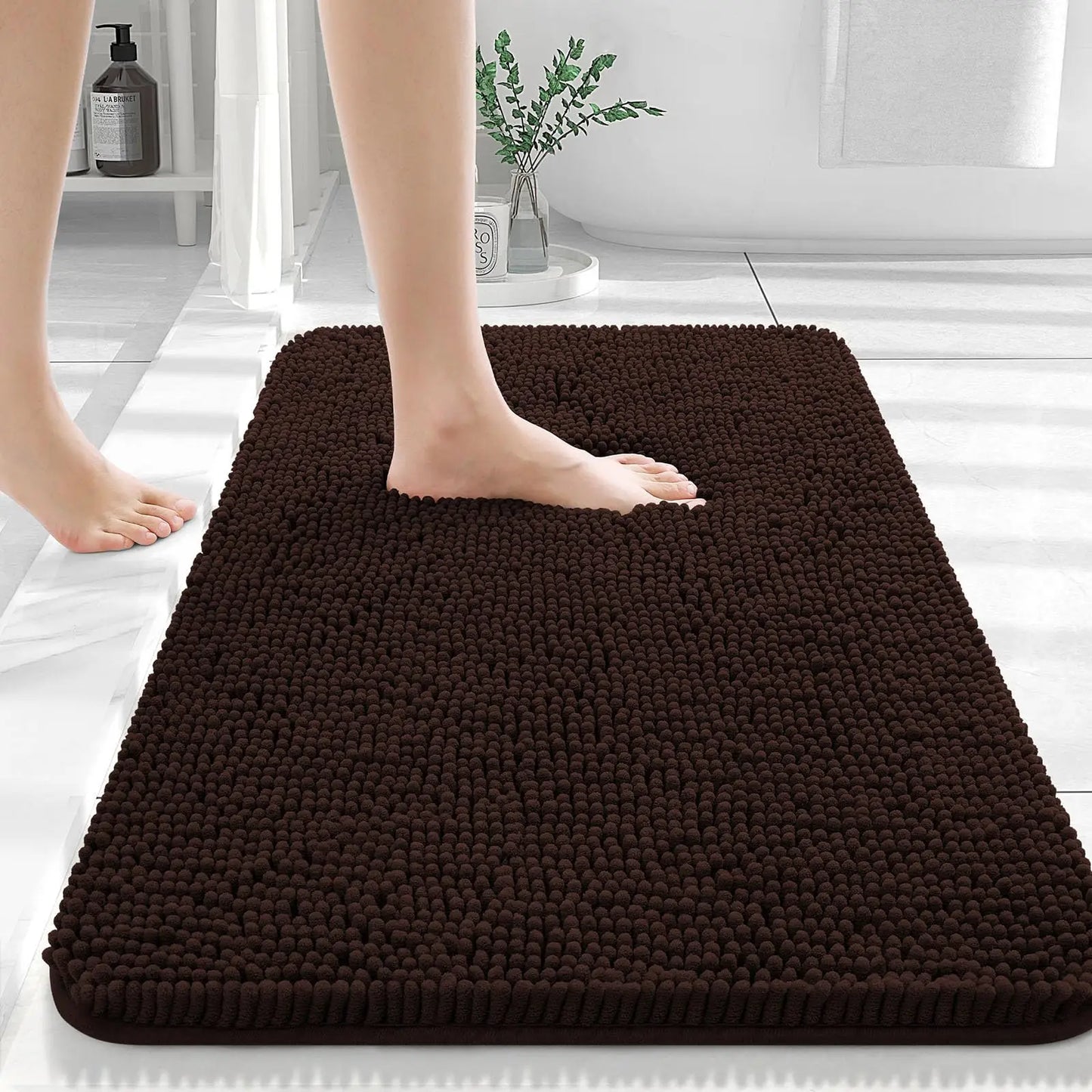 Homaxy Chenille Plain Hairy TPR Material Door Mat Indoor Non Slip Door Mat Dirt Trap Absorbent Mat Absorbs Water Bathroom Mat