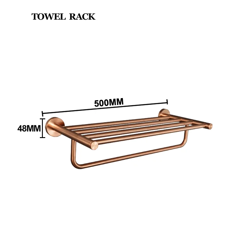 Brushed Rose Gold Towel Rack Single And Double Rod Ring Paper Holder Robe Hook Soap Dispenser Toilet Brush Bathroom Accessories