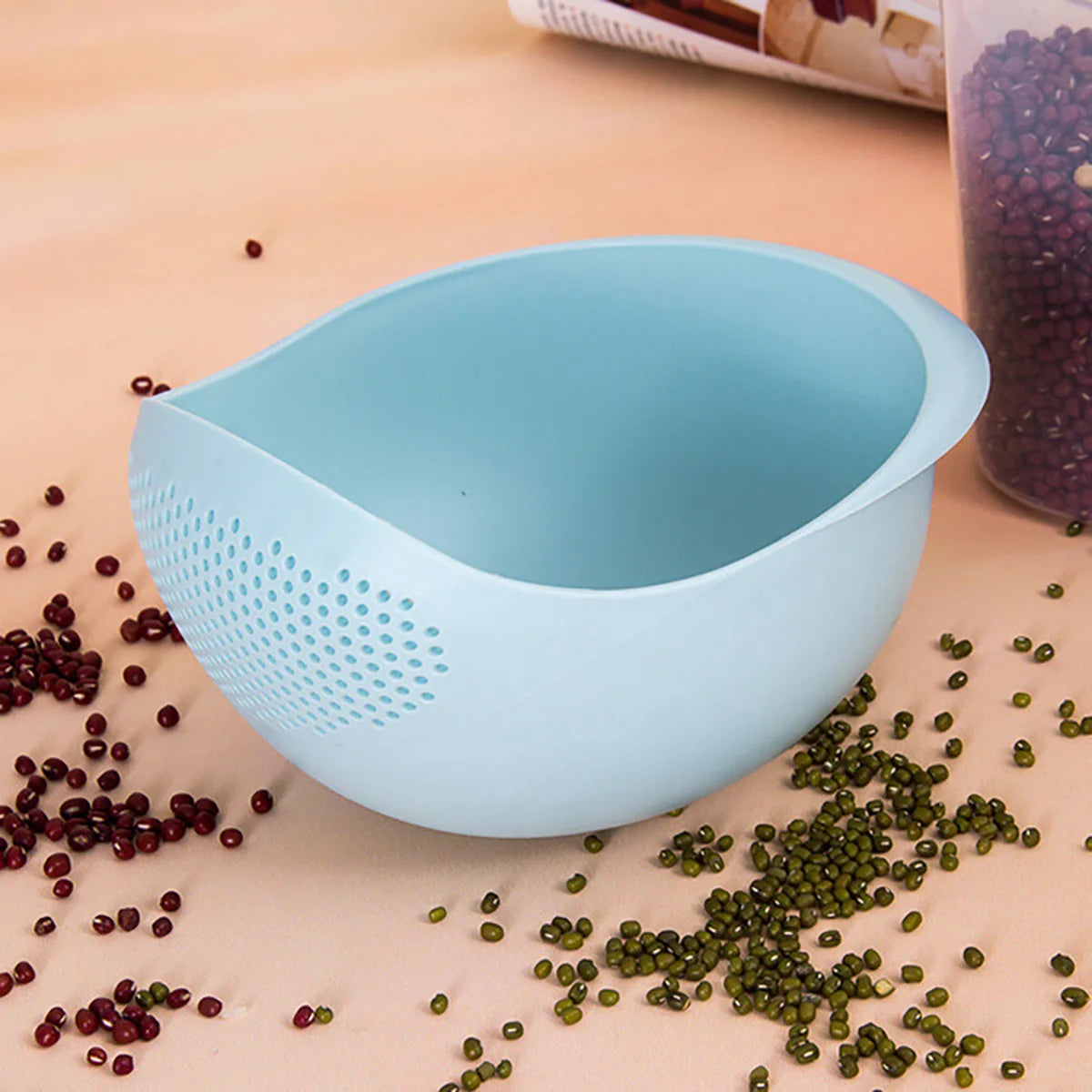 1PC Colander Rice Bowl Drain Basket Fruit Bowl Washing Drain Basket with Handle Washing Basket Home Kitchen Organizer
