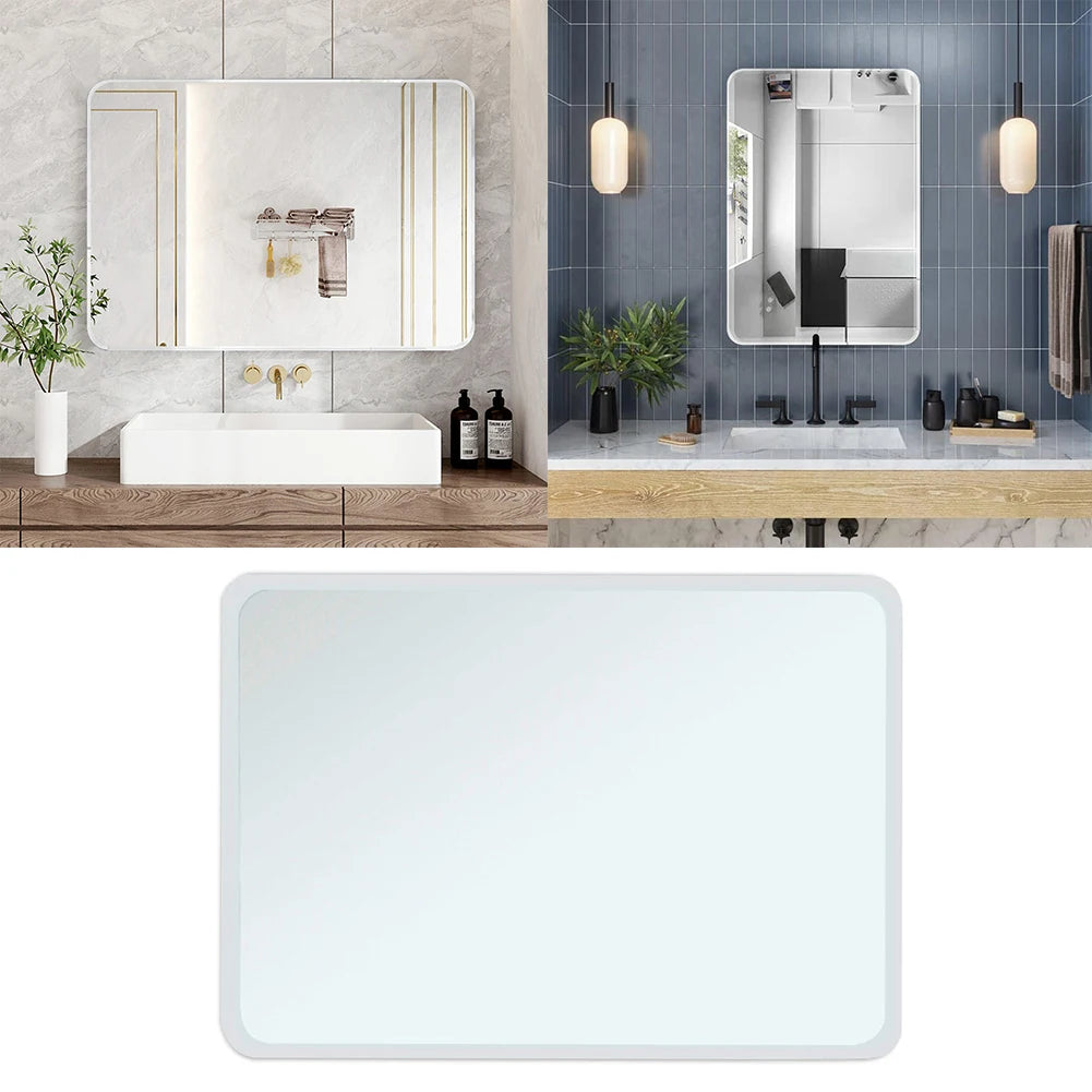 Modern simple frameless rounded corner wall mounted mirror, bathroom makeup mirror, toilet bathroom decorative mirror