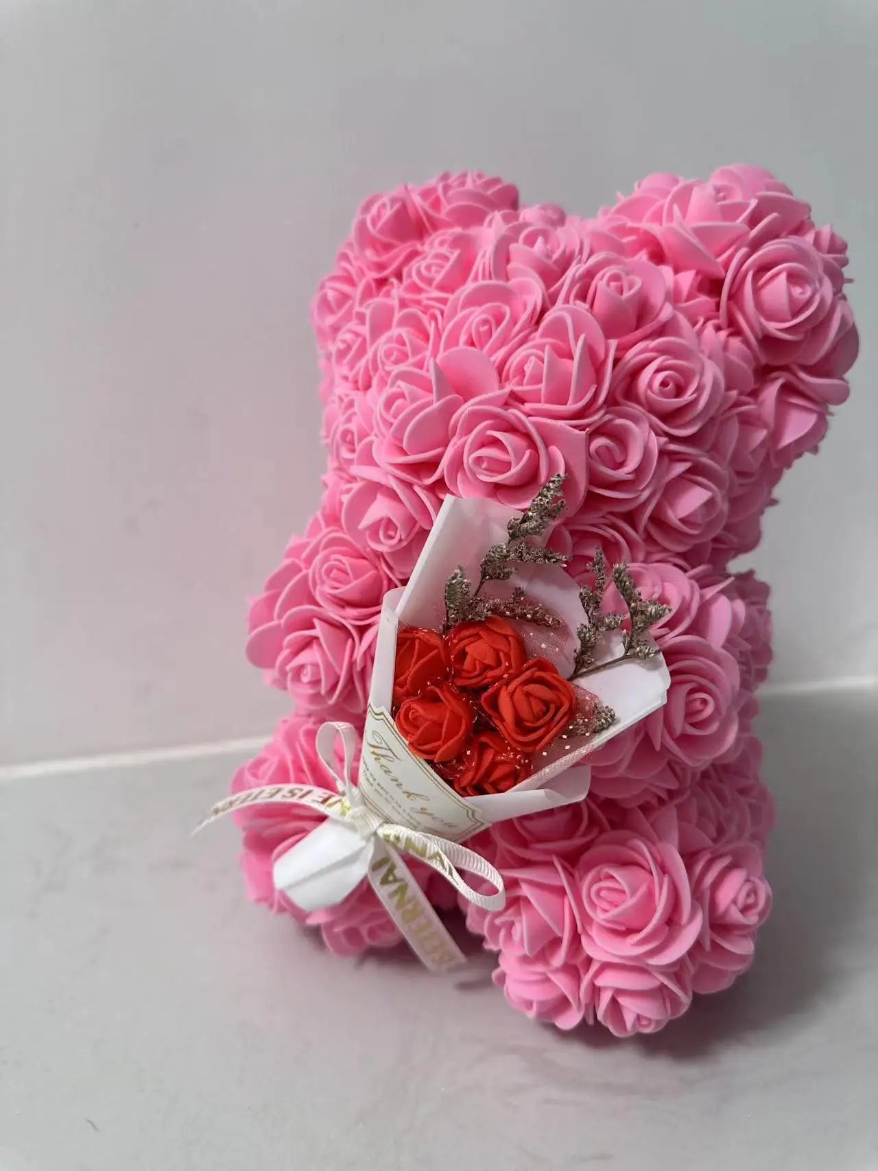 Valentines Day Gift 25cm Artificial Rose Bear With Box For Girl Friend Women Mother's Day Gift Brithday Present Wedding Party