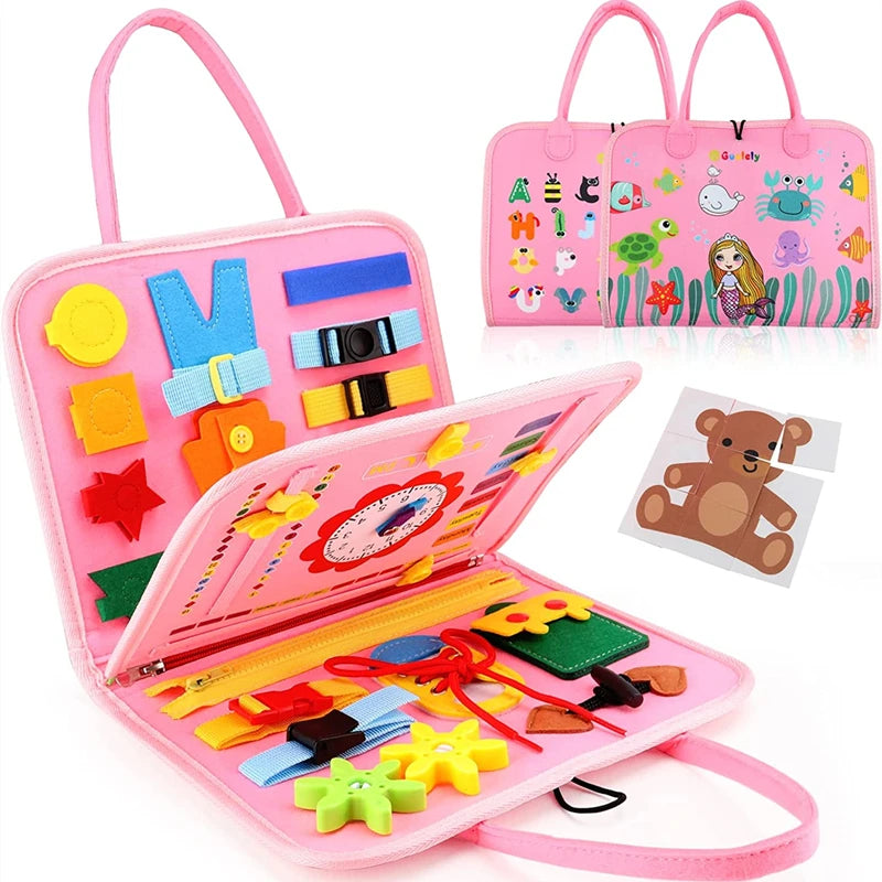 Busy Board Montessori Toys For Toddler Sensory Learning Fine Motor Skills Toys EducationalTravel Activity For Xmas Kids Gifts
