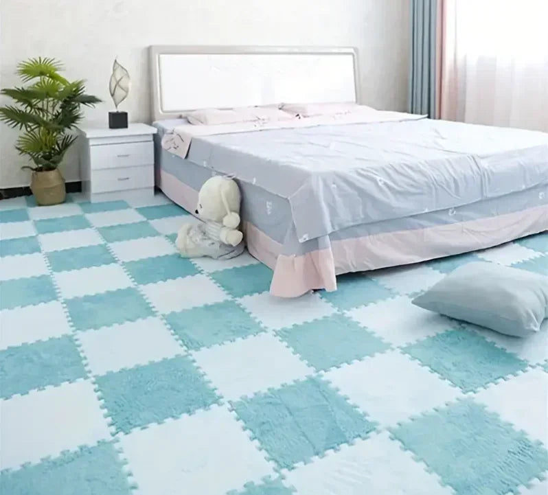 6/12Pcs Baby Play Mat EVA Foam Puzzle Tiles Soft Plush Interlocking Crawling Mat Non-Slip Nursery Floor Rug Washable