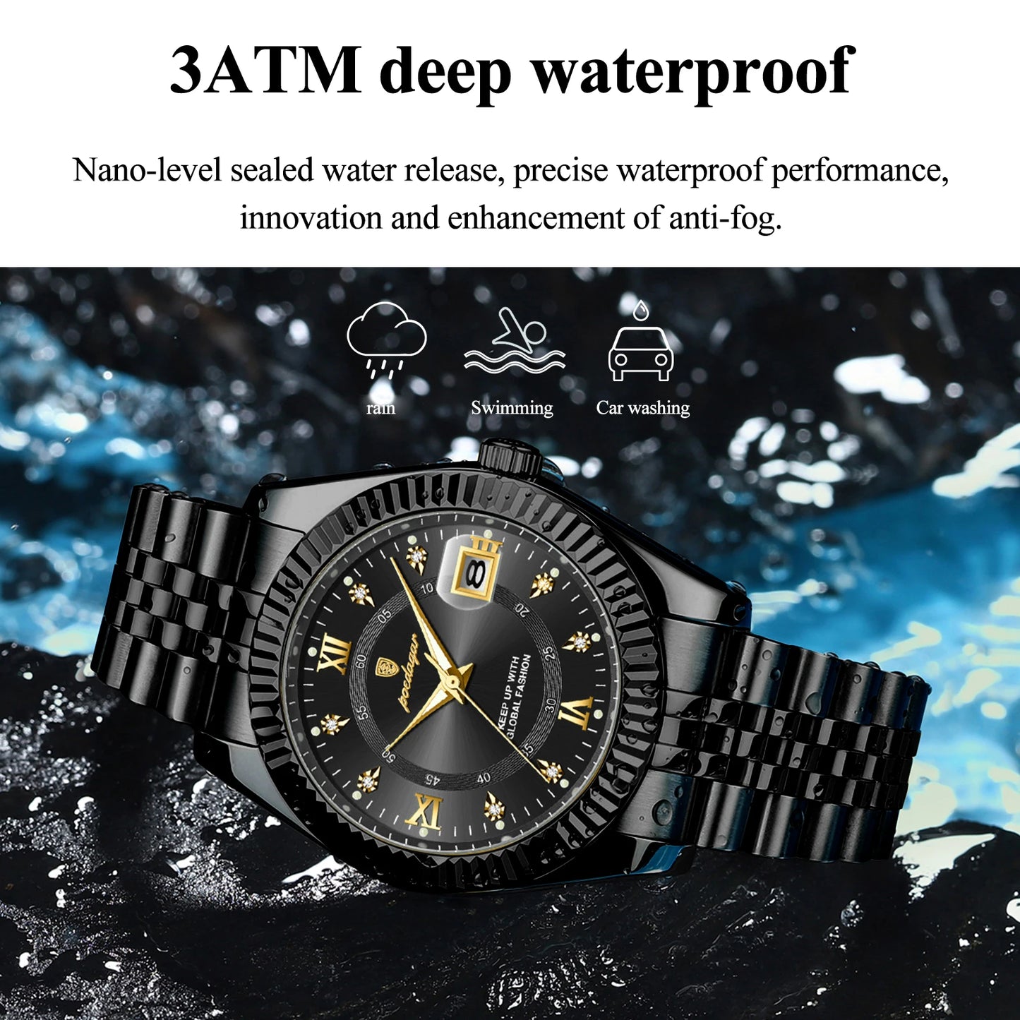 POEDAGAR Luxury Fashion Men Watch Waterproof Stainless Steel Luminous Military Man Wristwatch Date Business Quartz Men's Watches