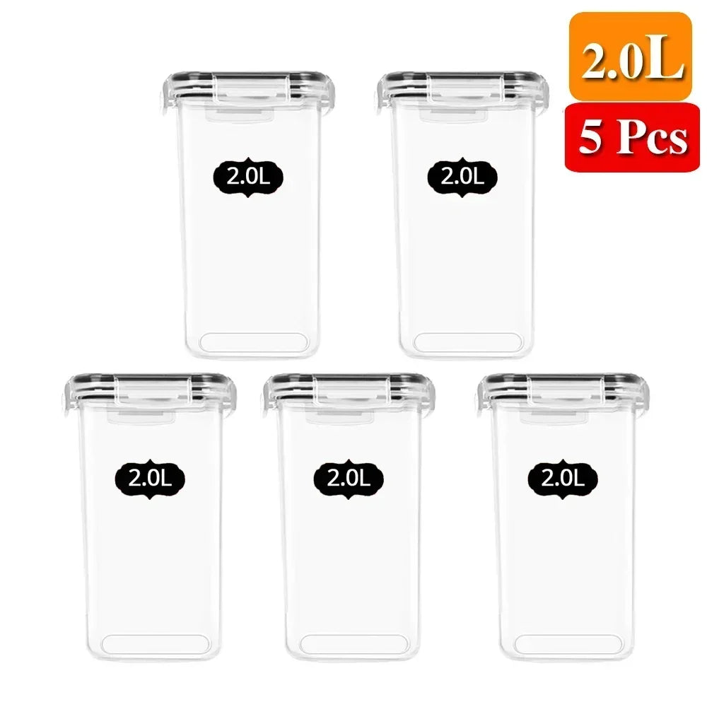 Food Storage Containers Kitchen Organiser and Storage Container with Lids Refrigerator Noodle Box Tank Sealed Cans 5Pcs Set