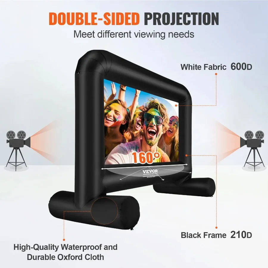 Inflatable Movie Screen 14 FT 168inch Inflatable Projector Screen for Outside with Blower and Carrying Bag Front Rear Projecti