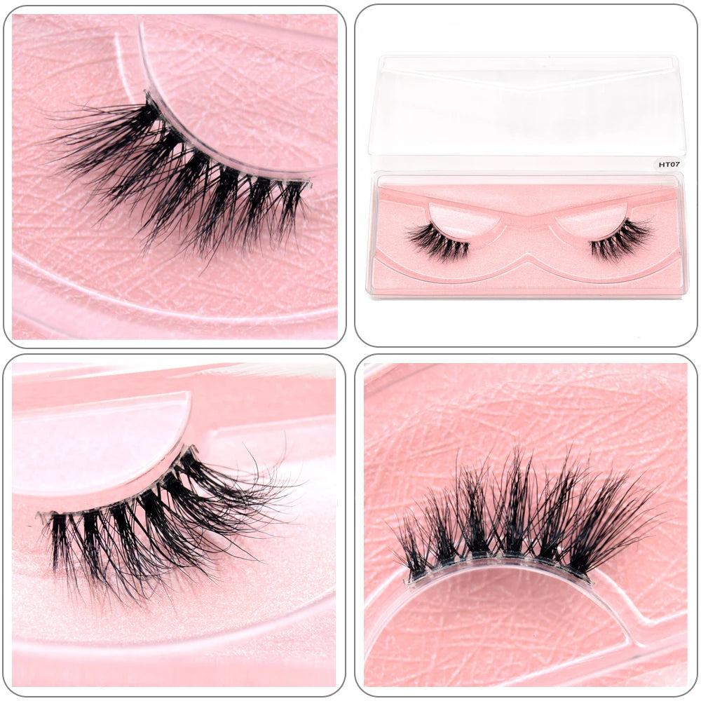 Visofree 3D Mink Half Lashes – Natural Long False Eyelashes with Clear Band, Handmade HT04