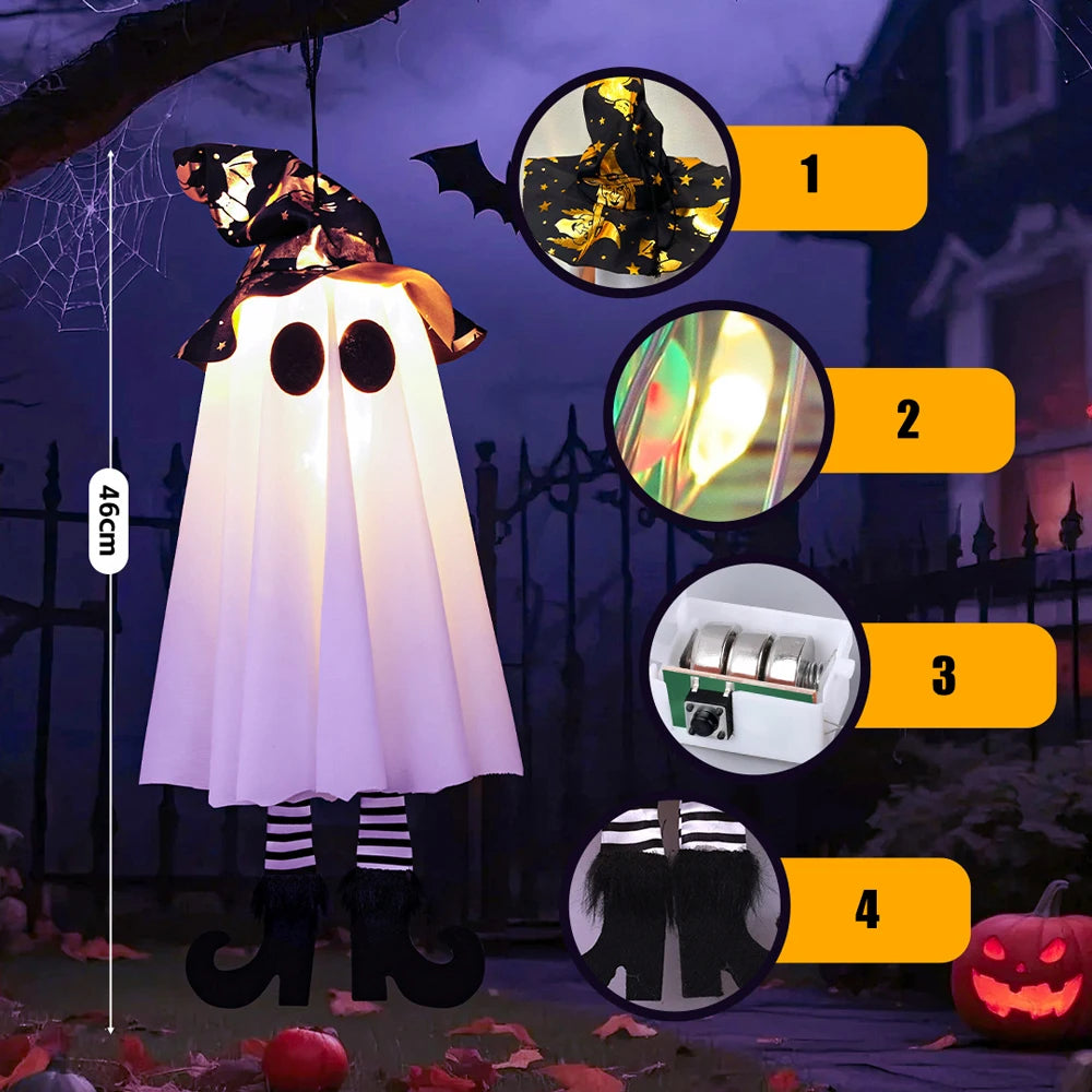 Halloween Decor Hanging Ghosts With Lights 1/2/3pcs LED Glowing Ghosts Festival Home House DIY Decoration Supplies Outdoor Setup