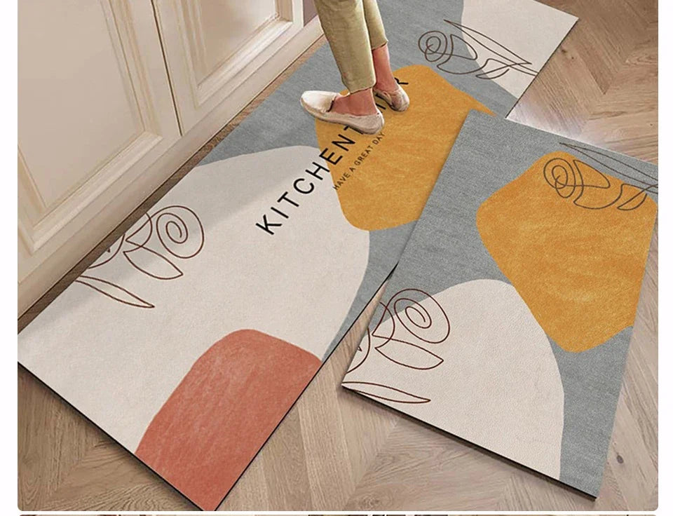 Carpet for Kitchen Floor Mat Pvc Waterproof Oil-proof Leather Rug Anti-slip Foot Mats Home Decoration