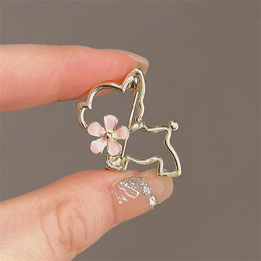 Gold Color Hollow Dog Brooch High-end Suit Brooch Pins Korean Style Corsage For Women Fashion Clothing Accessories Jewelry