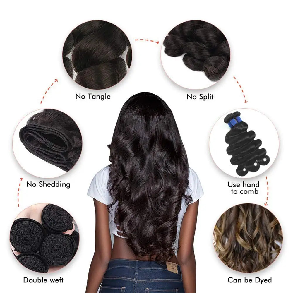 Body Wave Natural Color Brazilian Hair Bundles 100% Human Hair Bundles Long Remy Hair Extensions 1/3/4 Pieces 36 38 40 Inches