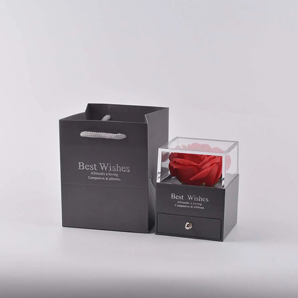 1set Hollow Zircon Love Necklace Female Mothers Day Eternal Flower Artificial Flower Gift Box Jewelry Box