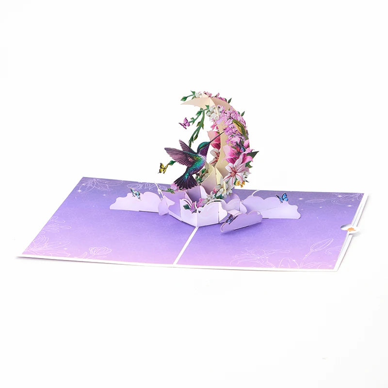 Exquisite Greeting Card Crescent Shape Pop Up Birthday Gifts Black Red Rose Elegant Cat Greeting Cards Creative Birthday Card