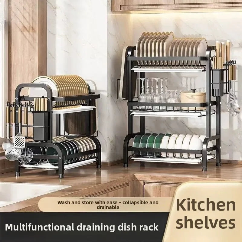 Multifunctional Kitchen Shelf Dish Storage Rack Drain Dish Rack