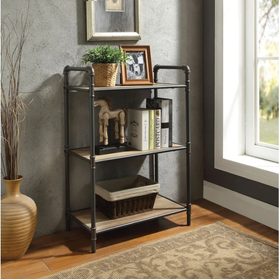Itzel Antique Oak Sandy Gray Finish Bookshelf
