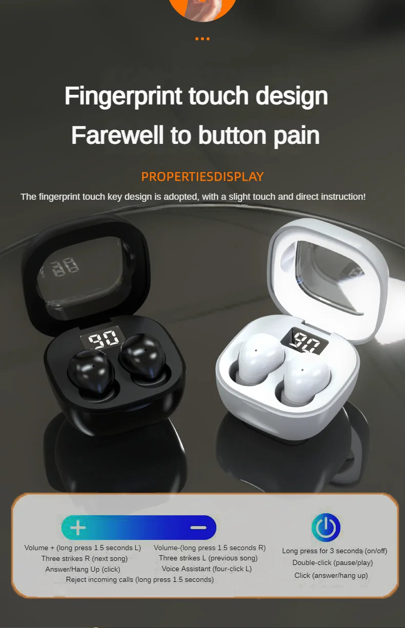 Wireless Headphones Bluetooth Headset Invisible Earbuds With Mic Noise Cancelling Earphone Suitable for people with small ears
