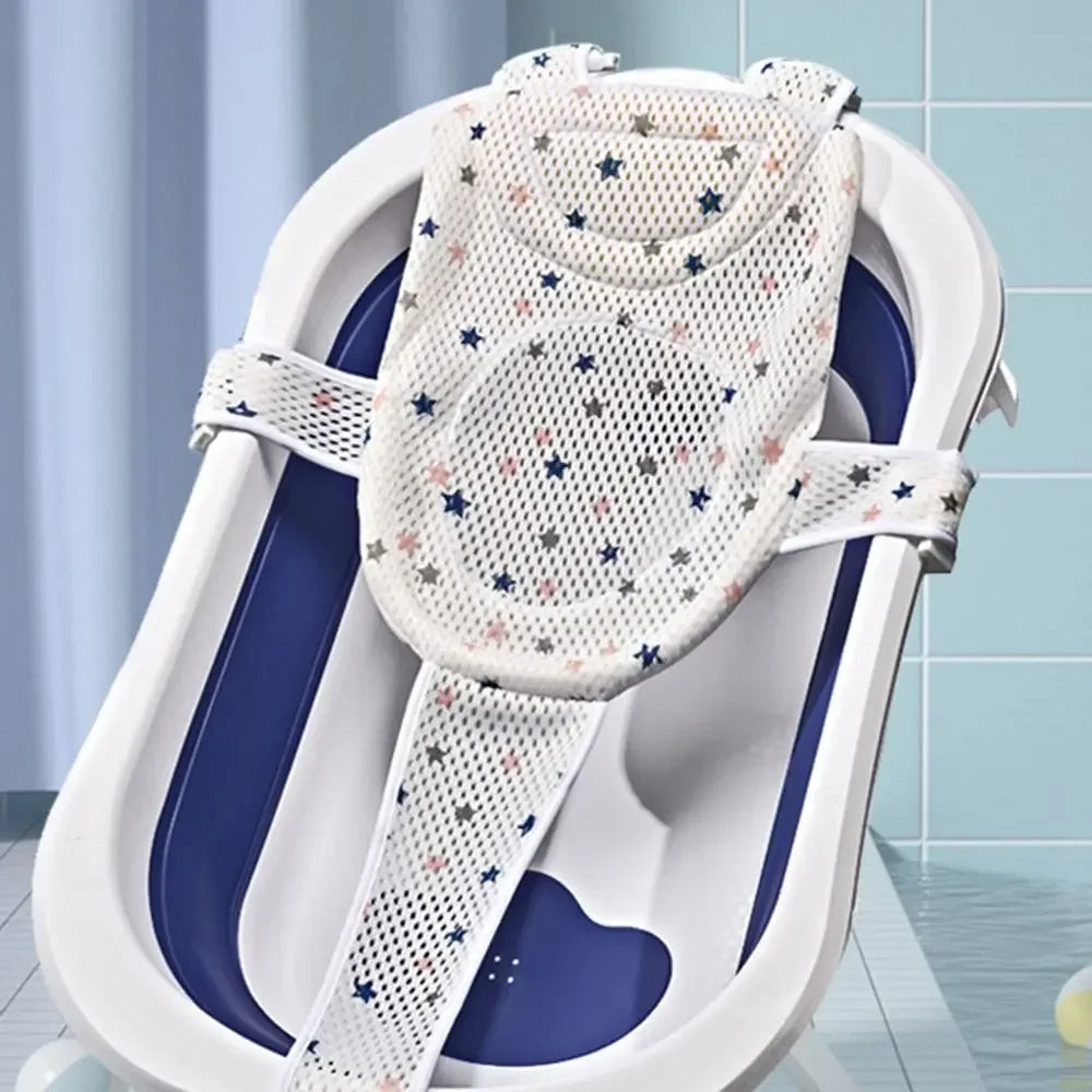 Baby Bath Net Mat Children Newborn Adjustable Bathtub Pillow Seat Cushion Cross-shaped Anti-slip Bathtub Shower Cradle Bed Seat