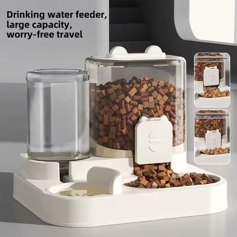 Automatic Dog Cat Feeder and Water Dispenser Gravity Food Feeder and Waterer Set with Pet Food Bowl