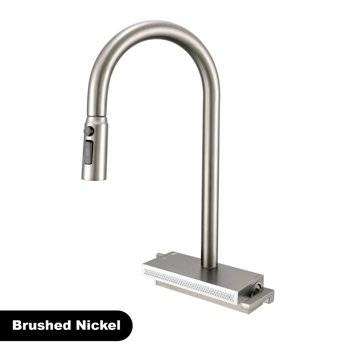 Gun Gray Brass Kitchen Sink Faucet Pull Out Sprayer Hot Cold Mixer Tap LED Digital Display Multifunction 360°Swivel Luxury Crane
