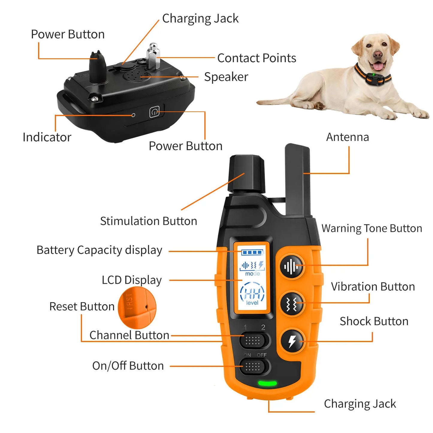 3300Ft Dog Training Collar with Remote Rechargeable Waterpro of E Collar Beep Vibration Shock High Quality Pet Training