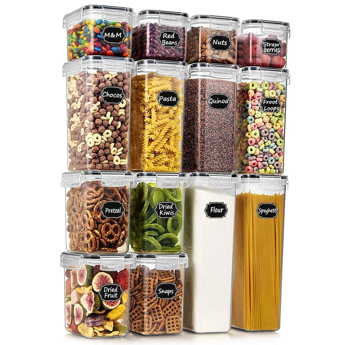 Food Storage Containers Kitchen Organiser and Storage Container with Lids Refrigerator Noodle Box Tank Sealed Cans 5Pcs Set
